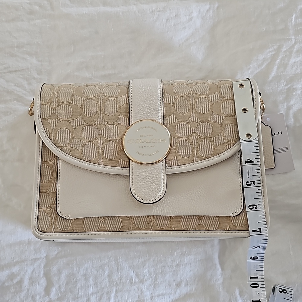 SOLD! Coach Dempsey crossbody bag sign jacquard canvas and chalk white leather - Picture 8 of 12